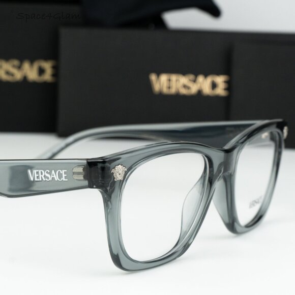 BRAND NEW Versace VE3363U 5496 Grey Demo Square Unisex Eyeglasses VE 3363U - Picture 1 of 6